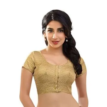 Elegant Katori Style Gold Brocade Saree Blouse