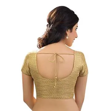 Elegant Katori Style Gold Brocade Saree Blouse