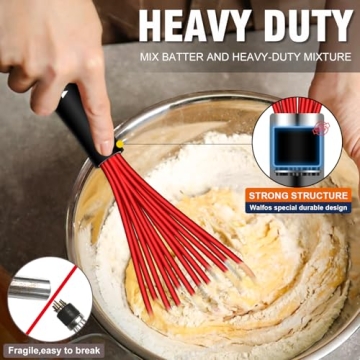 Walfos Silicone Whisk Set - Heat Resistant & Dishwasher Safe  