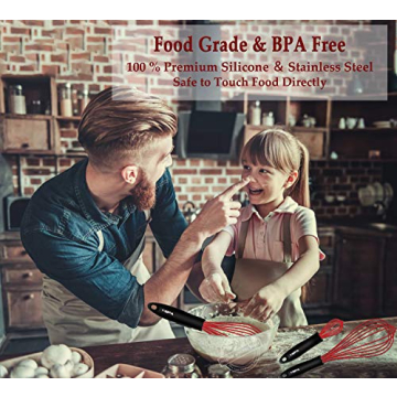 Walfos Silicone Whisk Set - Heat Resistant & Dishwasher Safe  