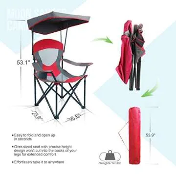 ALPHA CAMP Mesh Canopy Chair Folding Camping Chair - Red