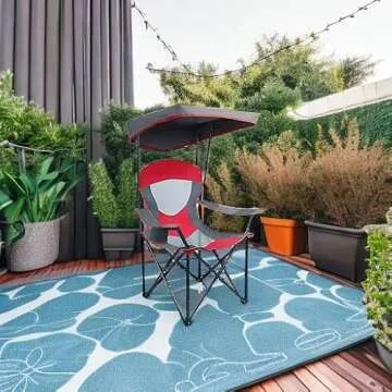 ALPHA CAMP Mesh Canopy Chair Folding Camping Chair - Red