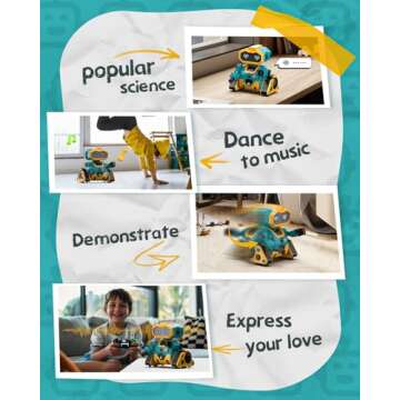 Holyton Robot Toys for Kids, Rechargeable Remote Control Robot with Auto-Demonstration, Dance Moves, Music, and Gesture Sensing –Toy Robot for 3,4,5,6 Year Old Boys K103