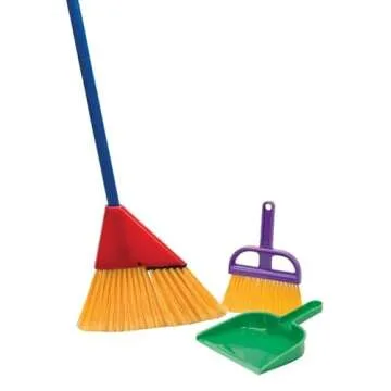 Schylling Children's Broom Set - Kids Pretend Play Cleaning Kit - Includes Broom, Dustpan, and Brush - Ages 3 and Up
