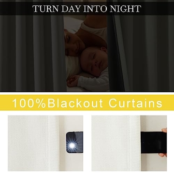 NICETOWN Faux Linen Blackout Curtains for Living Room