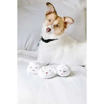 Pearhead Dim Sum Pet Toys, Squeaky Dog Toy Set, Pet Owner Must Have Dog Accessory, Set of 3, All Breed Sizes, White