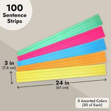Juvale Colored Sentence Strips for Classroom Writing Supplies