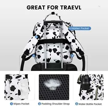 LOVEVOOK Laptop Backpack for Women 15.6 Inch, Teacher Purse Water-resistant Travel with USB Charging Port, College Bookbag Nurse/Work Bags (Cow Spots)