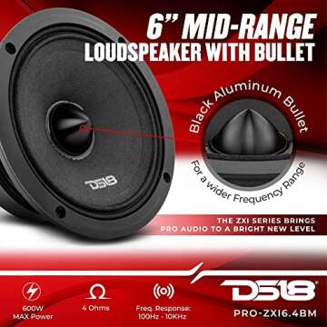 DS18 PRO-ZXI6.4BM 6.5" Pro Audio Midrange Loudspeaker - 600W Max, 300W RMS, 4 Ohms - Premium Quality...