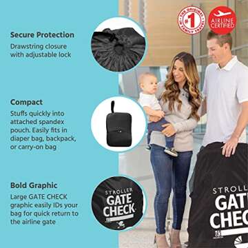 J.L. Childress Gate Check Bag for Single & Double Strollers - Stroller Bag for Airplane - Large Stro...