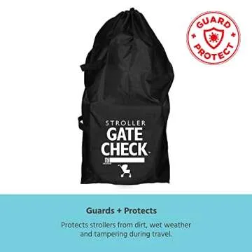 J.L. Childress Gate Check Bag for Single & Double Strollers - Stroller Bag for Airplane - Large Stroller Travel Bag for Airplane - Air Travel Stroller Bag - Black