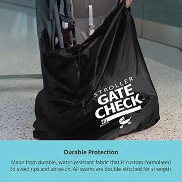 J.L. Childress Gate Check Bag for Single & Double Strollers - Stroller Bag for Airplane - Large Stroller Travel Bag for Airplane - Air Travel Stroller Bag - Black