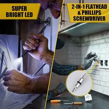 Gifts for Men, 9 in 1 Multitool Pen Set, Cool Gadgets for Men Dad Him Boyfriend Husband Fathers Day Birthday Gifts, Tool Pen with Led Light, Stylus, Screwdriver, Bottle Opener, Ruler, Level(Black)