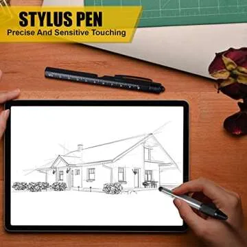 Gifts for Men, 9 in 1 Multitool Pen Set, Cool Gadgets for Men Dad Him Boyfriend Husband Fathers Day Birthday Gifts, Tool Pen with Led Light, Stylus, Screwdriver, Bottle Opener, Ruler, Level(Black)
