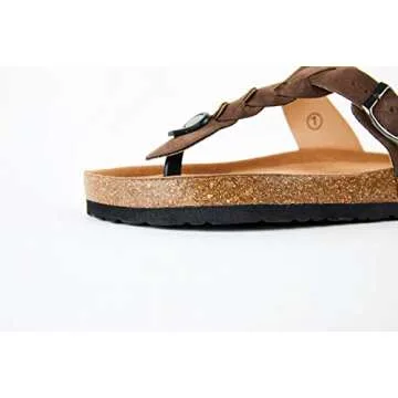 Womens T-Strap Flat Sandals Flip Flops Wide Woven Cute Comfort Buckle Casual Summer Shoes