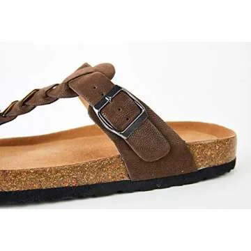 Womens T-Strap Flat Sandals Flip Flops Wide Woven Cute Comfort Buckle Casual Summer Shoes