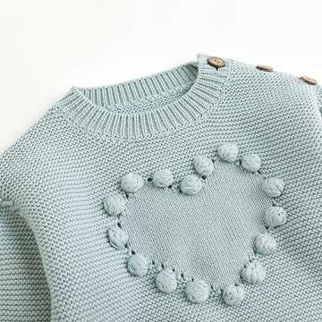 Simplee kids Baby Pullover Sweater Valentines Outfit Love Embroidery Knit Sweaters Coat for Autumn Fall and Winter
