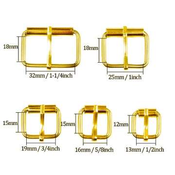 Swpeet 50Pcs 5 Sizes 1/2" 3/4" 1" 5/4" 5/8" Multi-purpose Metal Roller Buckle Ring Assortment Kit for Hardware Belt Bags Ring (Gold)