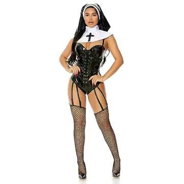 Forplay Women's Lace-Up Nun Costume - 3-Piece Outfit