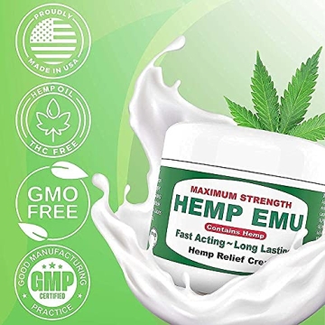 Hemp Emu Extra Strength Hemp Cream for Pain Relief