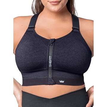 SHEFIT Low Impact Sports Bra for Women, Heathered Indigo, Medium