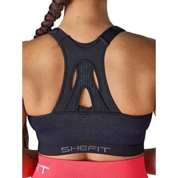 SHEFIT Low Impact Sports Bra for Women, Heathered Indigo, Medium