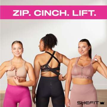 SHEFIT Low Impact Sports Bra for Women, Heathered Indigo, Medium