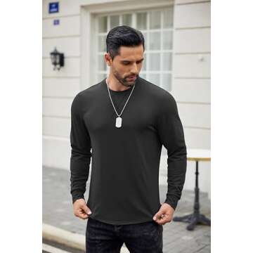 COOFANDY Long Sleeve Gym Shirts for Men 2 Pack Cotton Hipster Hip Hop Longline Crewneck T-Shirt Musc...