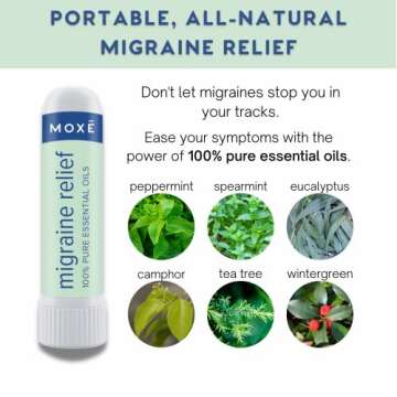 MOXE Migraine Relief Nasal Inhalers, Essential Oils for Headaches & Tension Relief, Portable Aromath...