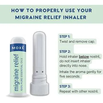 MOXE Migraine Relief Nasal Inhalers, Essential Oils for Headaches & Tension Relief, Portable Aromatherapy, Easy-to-Use, Pure & Undiluted, Peppermint, Spearmint, Eucalyptus, Tea Tree, USA Made, 3 Pack