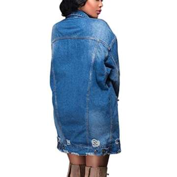 SOMTHRON Women's Distressed Denim Jeans Outfits Coat Spring Fall Ripped Jeans Outerwear Denim Jacket...