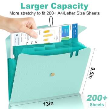Sooez 7 Pocket Expanding File Folder, Premium Accordion File Organizer, Letter Size Folders for Docu...