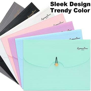 Sooez 7 Pocket Expanding File Folder, Premium Accordion File Organizer, Letter Size Folders for Documents, Sleek Filing Folders with Bungee Closure, Portable Folders for School Office Supplies, Green