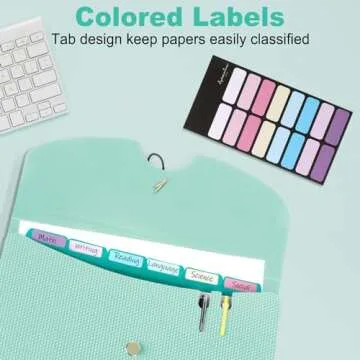 Sooez 7 Pocket Expanding File Folder, Premium Accordion File Organizer, Letter Size Folders for Documents, Sleek Filing Folders with Bungee Closure, Portable Folders for School Office Supplies, Green