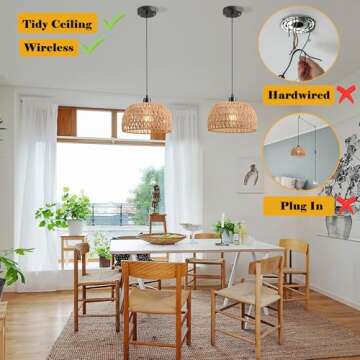 Stylish Battery Operated Pendant Light with Remote