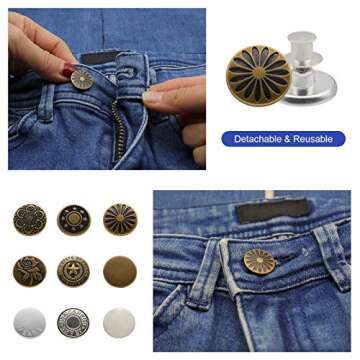 Jean Buttons Pins - Adjustable No Sew Button Tighteners