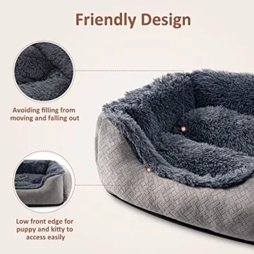 NVENHO Medium Dog Bed for Medium Small Large Dogs, Rectangle Washable Dog Bed, Orthopedic Dog Sofa Bed, Durable Plush Pet Bed, Soft Calming Sleeping Puppy Bed with Anti-Slip Bottom M(25"x21"x8")