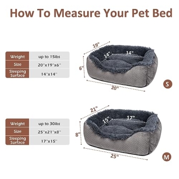 NVENHO Medium Dog Bed for Medium Small Large Dogs, Rectangle Washable Dog Bed, Orthopedic Dog Sofa Bed, Durable Plush Pet Bed, Soft Calming Sleeping Puppy Bed with Anti-Slip Bottom M(25"x21"x8")