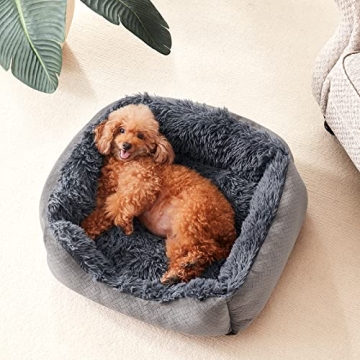 NVENHO Medium Dog Bed for Medium Small Large Dogs, Rectangle Washable Dog Bed, Orthopedic Dog Sofa Bed, Durable Plush Pet Bed, Soft Calming Sleeping Puppy Bed with Anti-Slip Bottom M(25"x21"x8")