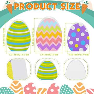 Threan 3 Pcs Easter Egg Table Wooden Signs Egg Farmhouse Decorations Spring Egg Wood Tabletop Easter...