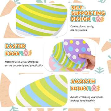 Threan 3 Pcs Easter Egg Table Wooden Signs Egg Farmhouse Decorations Spring Egg Wood Tabletop Easter Decorations Easter Egg Dining Room Table Centerpiece for Easter Party Office Home Decor(Classic)