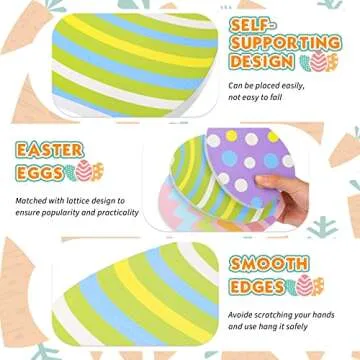 Threan 3 Pcs Easter Egg Table Wooden Signs Egg Farmhouse Decorations Spring Egg Wood Tabletop Easter Decorations Easter Egg Dining Room Table Centerpiece for Easter Party Office Home Decor(Classic)