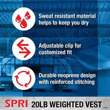 SPRI 20 lb Adjustable Weighted Vest for All Fitness Levels