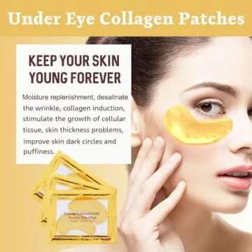 NIYET 30 Pairs Under Eye Collagen Patches, Gold Moisturizing Under Eye Mask, Under Eye Gel Pads for dark circles and puffiness