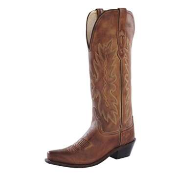 Old West Women's Distressed Leather Cowgirl Boot Snip Toe Tan 6.5 M US