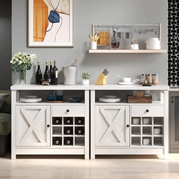 Stylish White Coffee Bar Cabinet with Wine Storage