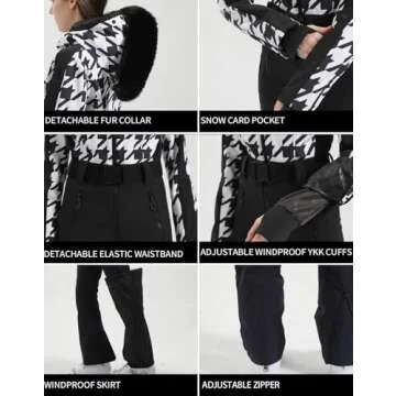 GSOU SNOW Women Ski Suit Waterproof One Piece Snowsuit