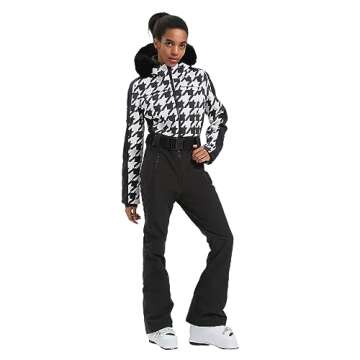 GSOU SNOW Women Ski Suit Waterproof One Piece Snowsuit