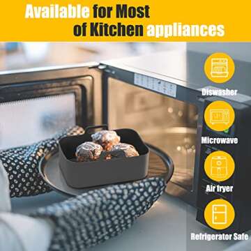 2Pcs Air Fryer Silicone Liners Rectangular for Ninja Foodi Dual DZ201 8QT/DZ090 6QT/Ninja DoubleStack SL201 8QT, MMH Reusable Airfryer Pot Baking Basket | Non-stick | Easy Cleaning | Food Safe | Gray