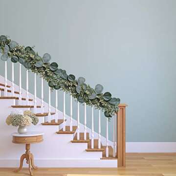 8.3' Long Faux Eucalyptus Greenery Garland - Silver Dollar Eucalyptus for Wedding Arch, Swag, Backdrop, Doorways, Mantel, Table Runner - Indoor/Outdoor